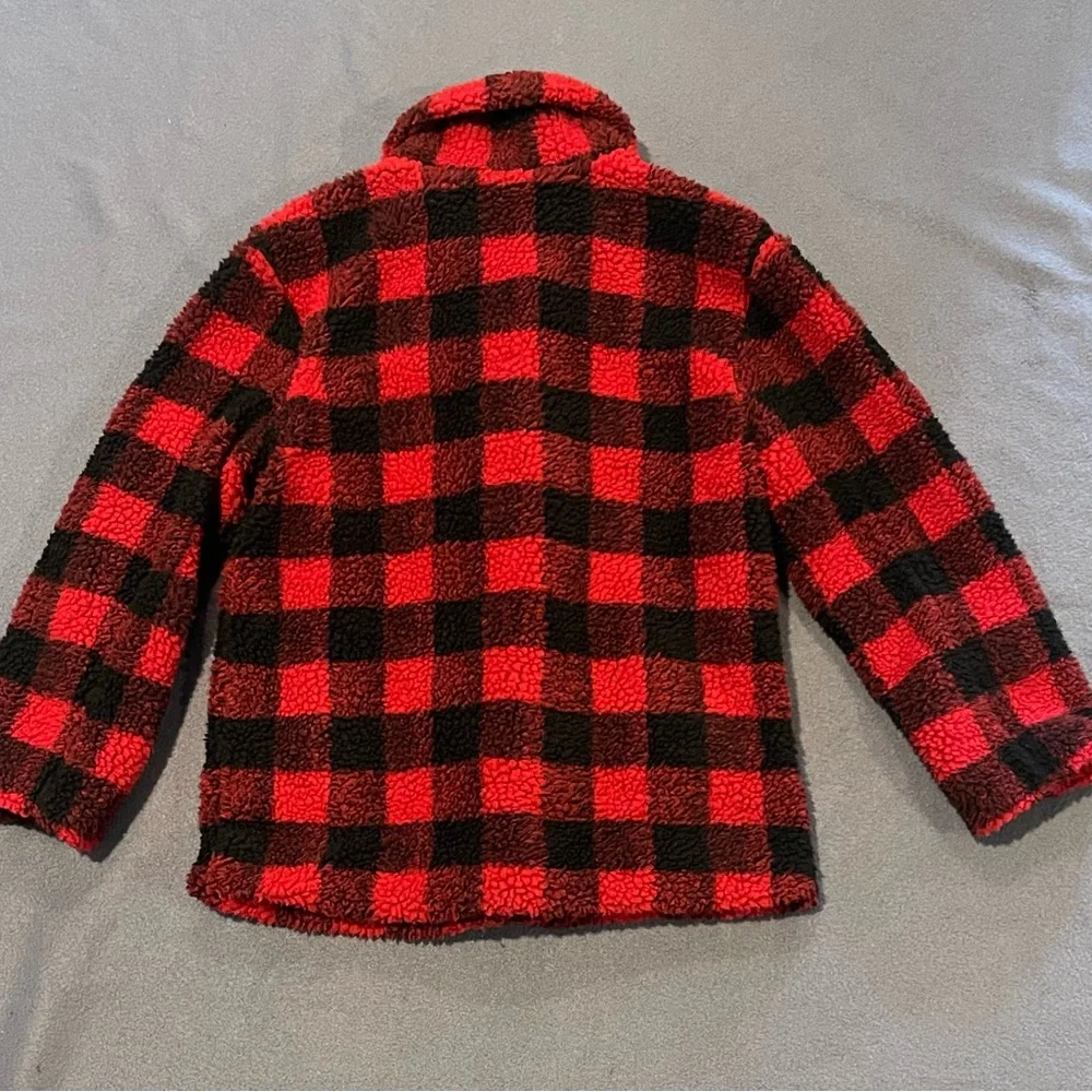Gap kids sherpa plaid coat girls size‎ XL NWT red/black